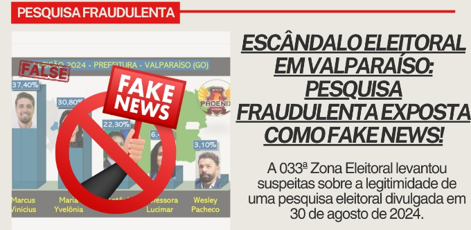 Escândalo Eleitoral em Valparaíso de Goiás, Entorno de Brasília: Pesquisa Fraudulenta Exposta como Fake News! (