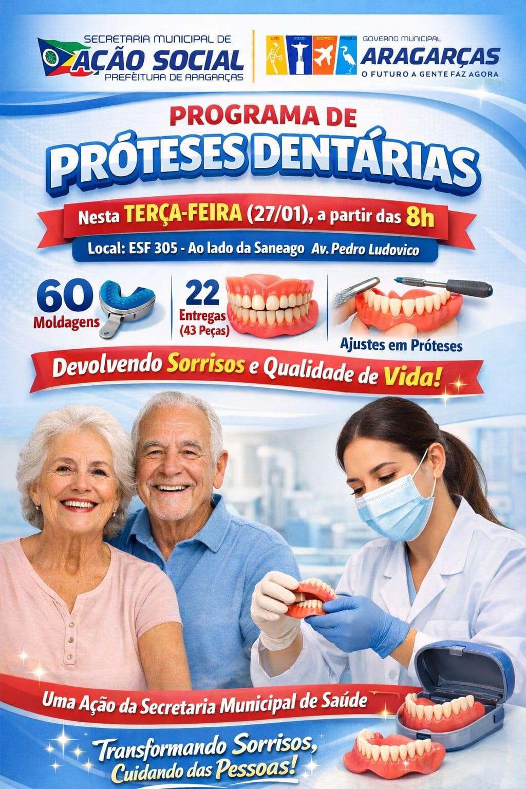 Aragarças inicia nova etapa de moldagens, ajustes e entregas de próteses dentárias nesta terça-feira (27/01)
