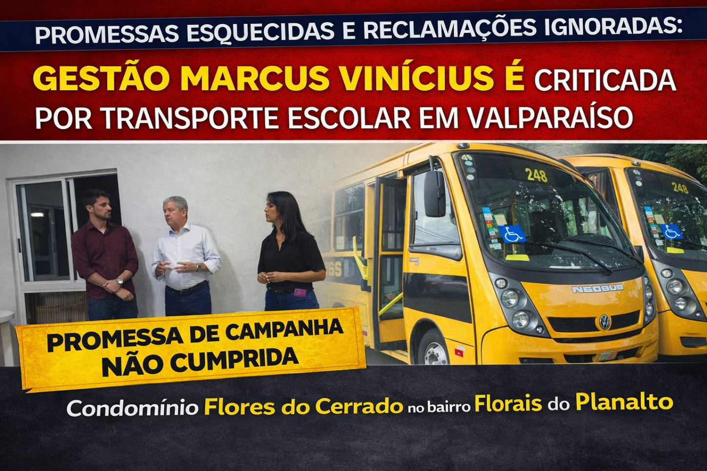 CRIANÇAS NA LAMA E PROMESSAS ESQUECIDAS: GESTÃO MARCUS VINÍCIUS É ALVO DE REVOLTA POR TRANSPORTE ESCOLAR EM VALPARAÍSO