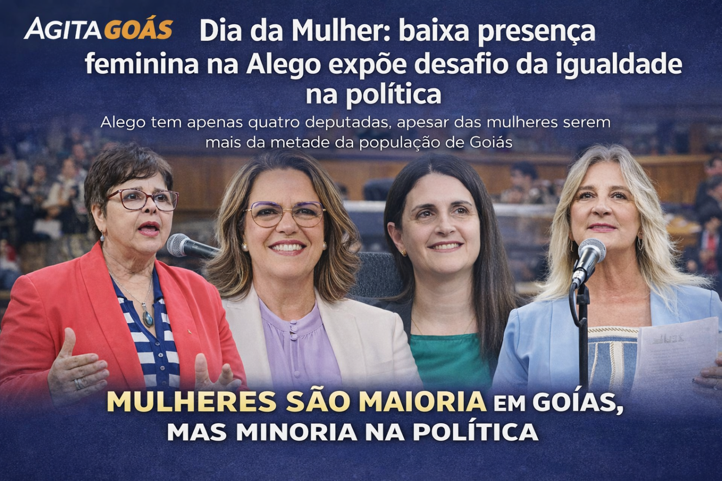 Dia da Mulher: baixa presença feminina na Alego expõe desafio da igualdade na política