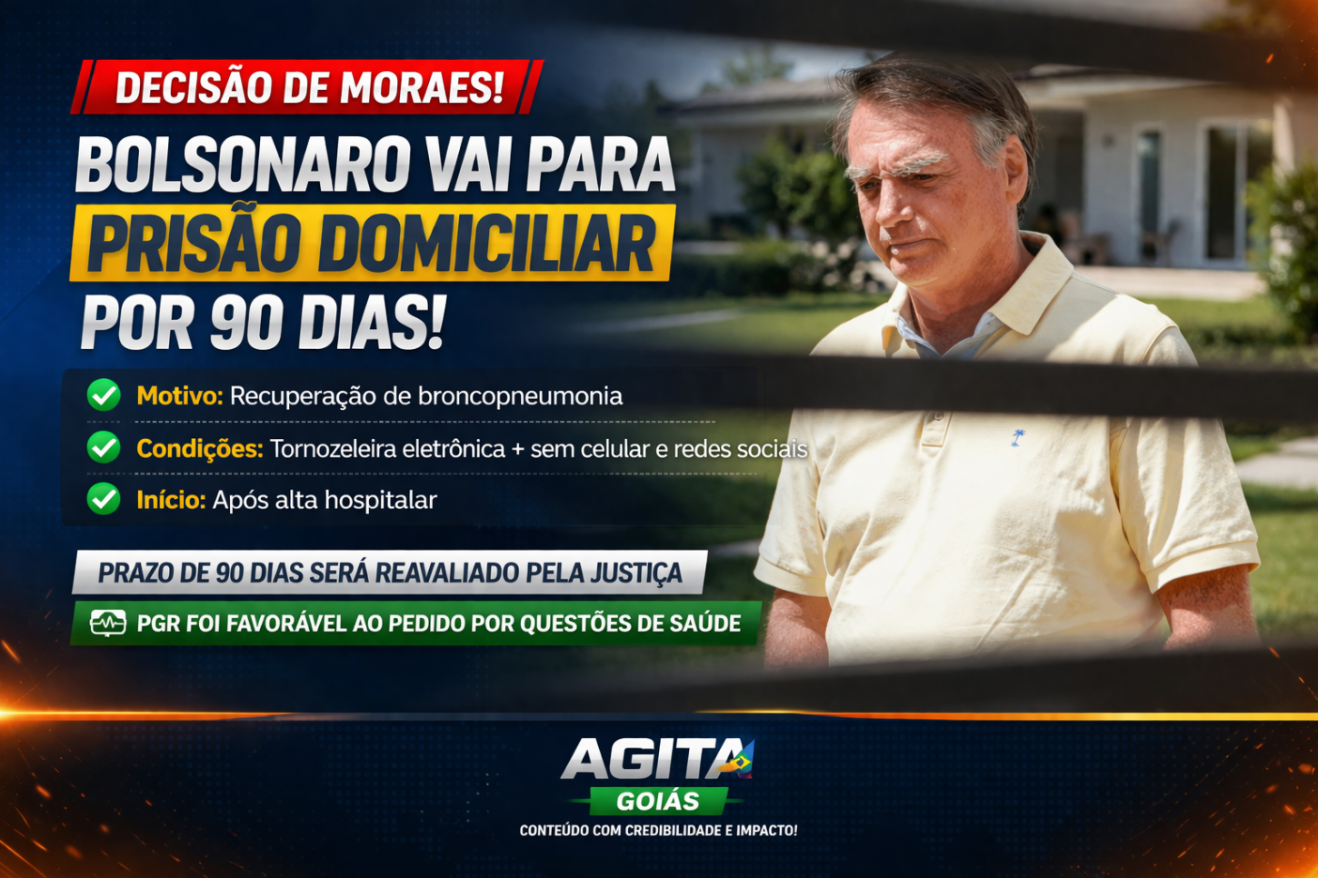 Moraes autoriza prisão domiciliar para Jair Bolsonaro por 90 dias