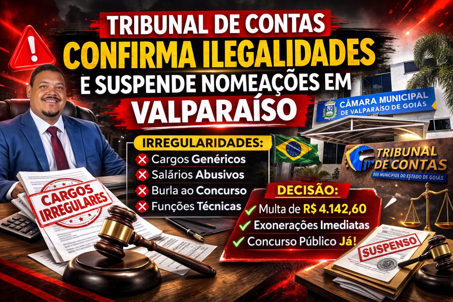 TCM-GO DECLARA ILEGAL E MANDA EXONERAR CARGOS NA CÂMARA DE VALPARAÍSO