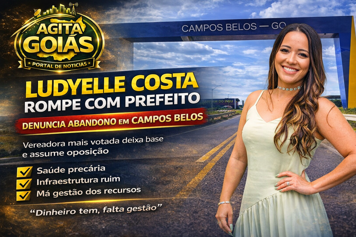 Vereadora Ludyelle Costa rompe com prefeito e denuncia problemas em Campos Belos