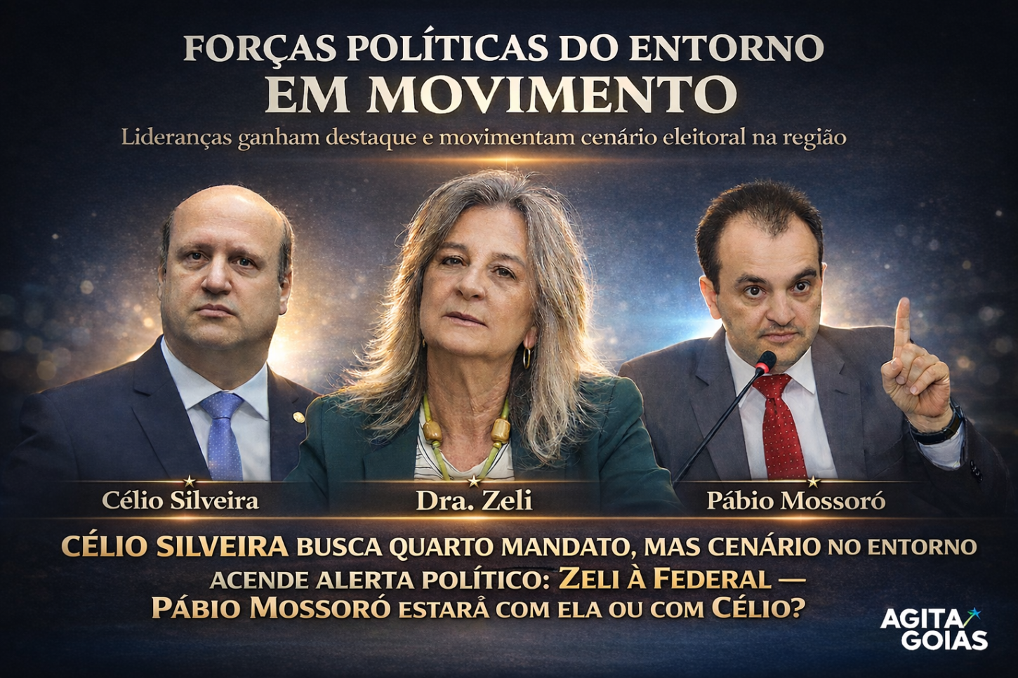 Célio Silveira busca quarto mandato, mas cenário no Entorno acende alerta político: Zeli à Federal — Pábio Mossoró estará com ela ou com Célio?