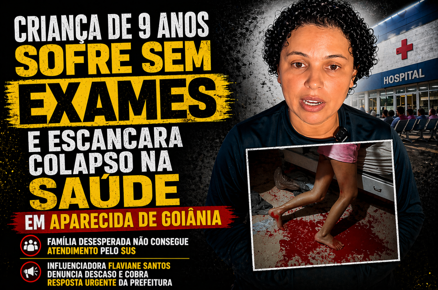 Criança de 9 anos sofre sem exames e escancara colapso na saúde em Aparecida de Goiânia