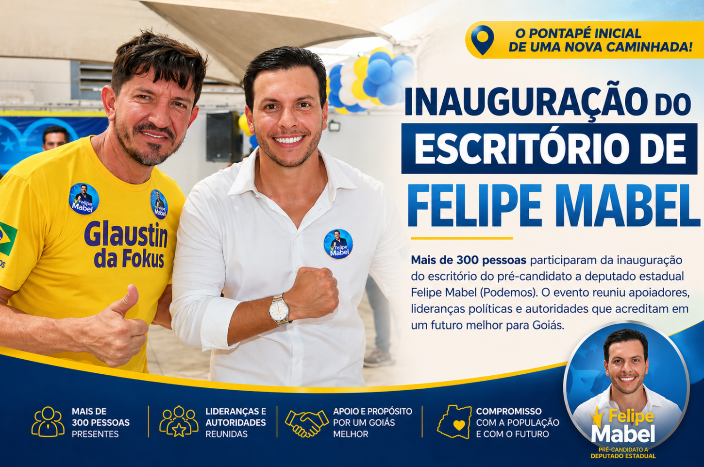 Inauguração de escritório de Felipe Mabel reúne mais de 300 pessoas e lideranças políticas em Goiás