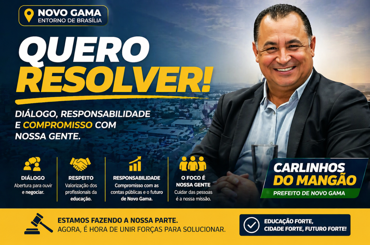 Prefeito de Novo Gama diz estar pronto para acordo e aponta que decisão está nas mãos do sindicato  