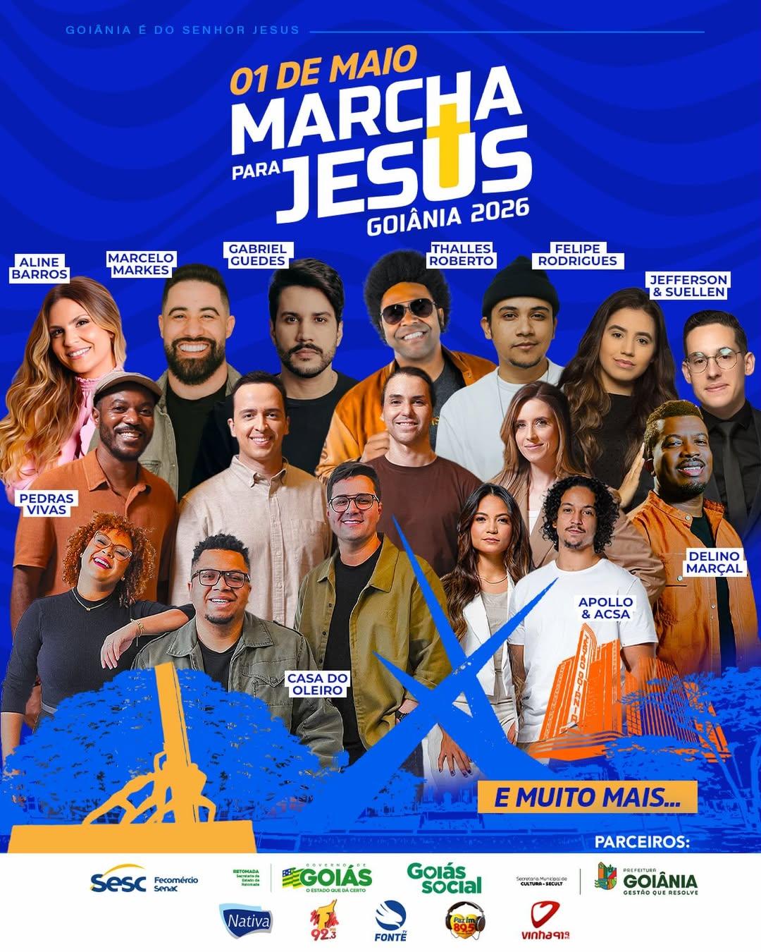 Prefeitura de Goiânia apoia Marcha para Jesus 2026 com celebração de fé e shows gospel