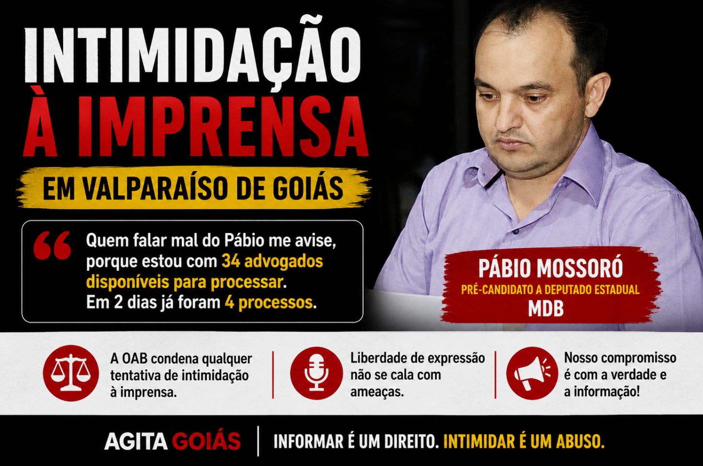 Clima de intimidação preocupa jornalistas independentes em Valparaíso de Goiás