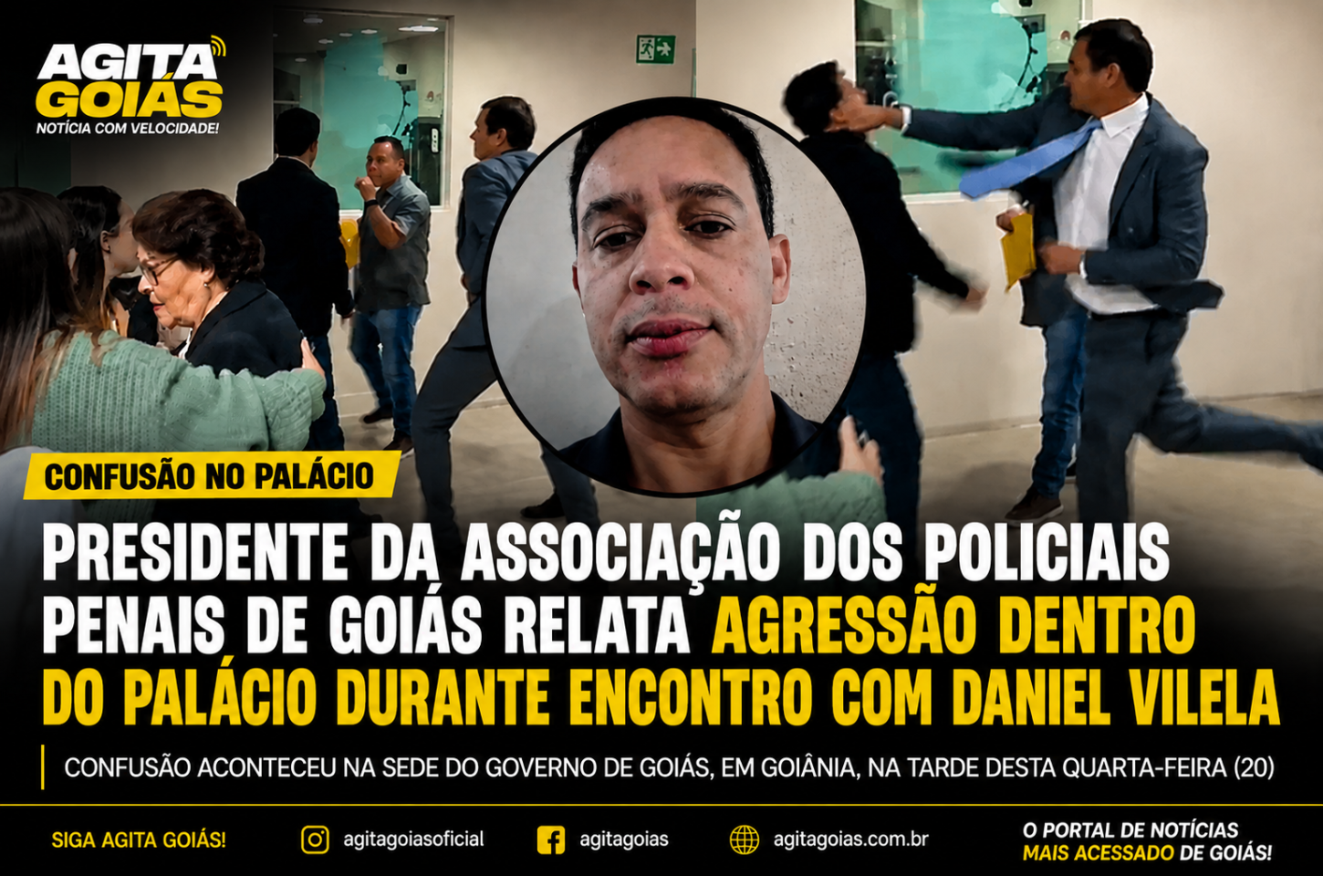 Confusão no Palácio: atual governador Daniel Vilela participa de reunião marcada por agressão entre policiais penais