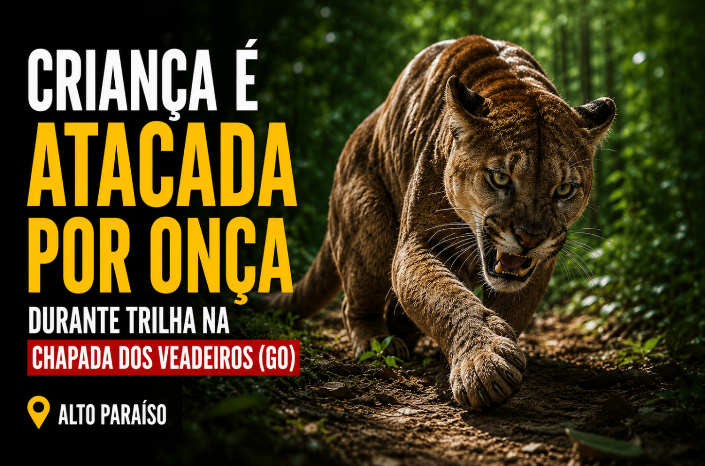 Criança é atacada por onça durante trilha na Chapada dos Veadeiros (GO)