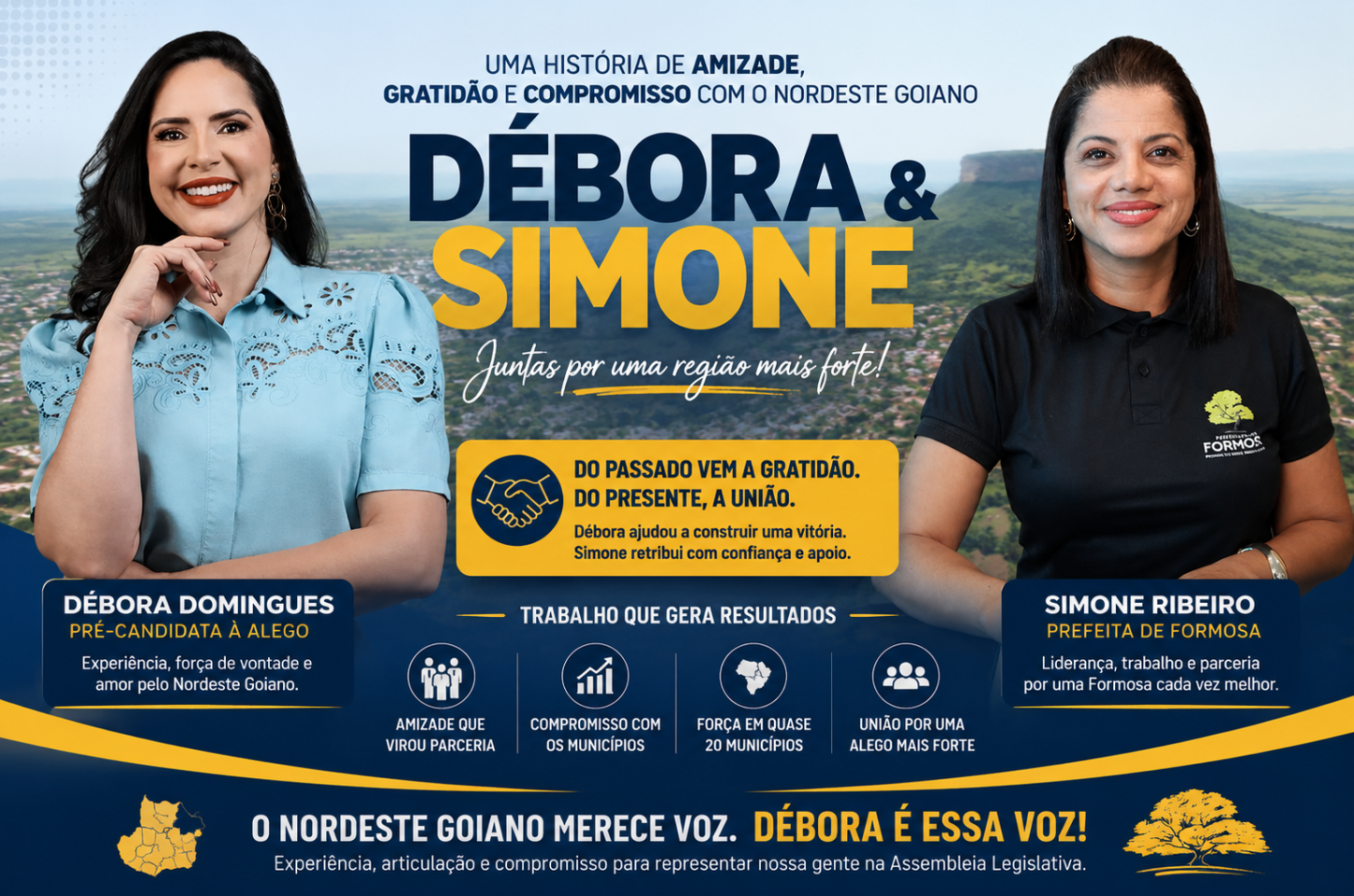 Débora Domingues ganha força no Nordeste Goiano com apoio político de Simone Ribeiro