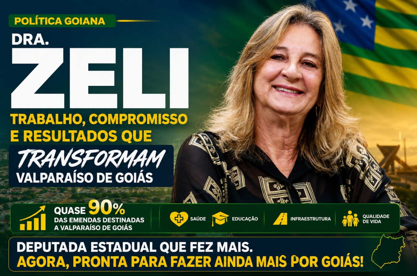 Dra. Zeli troca caminho quase certo na Alego por aposta arriscada rumo à Câmara Federal