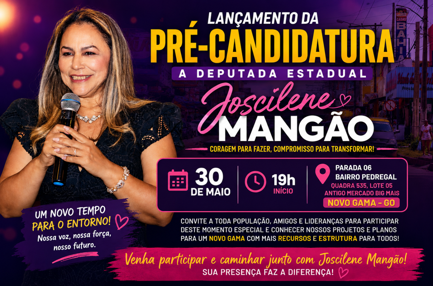 Joscilene Mangão lança pré-candidatura a deputada estadual em Novo Gama