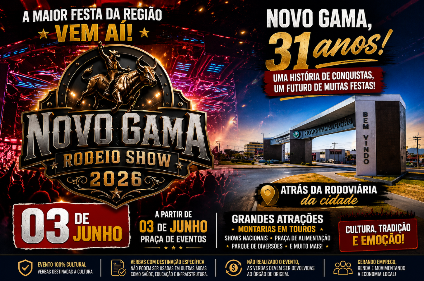 Novo Gama se prepara para festa cultural e rodeio show com apoio de verbas estaduais e federais