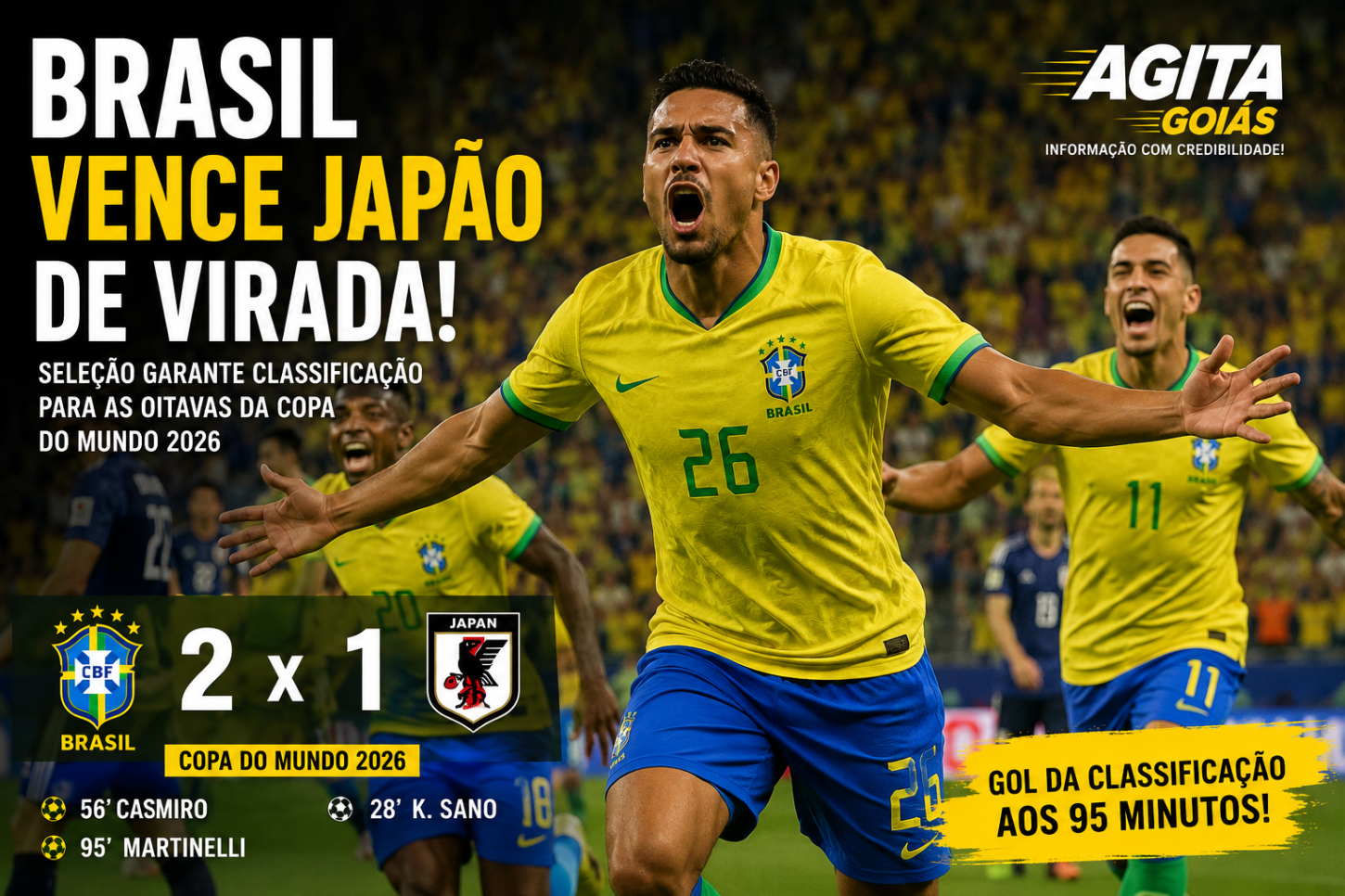 Brasil vence Japão de virada e garante vaga nas oitavas de final da Copa do Mundo 2026