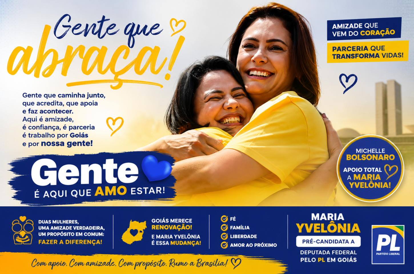 Maria Yvelônia fortalece pré-candidatura a deputada federal com apoio de Michelle Bolsonaro em Goiás