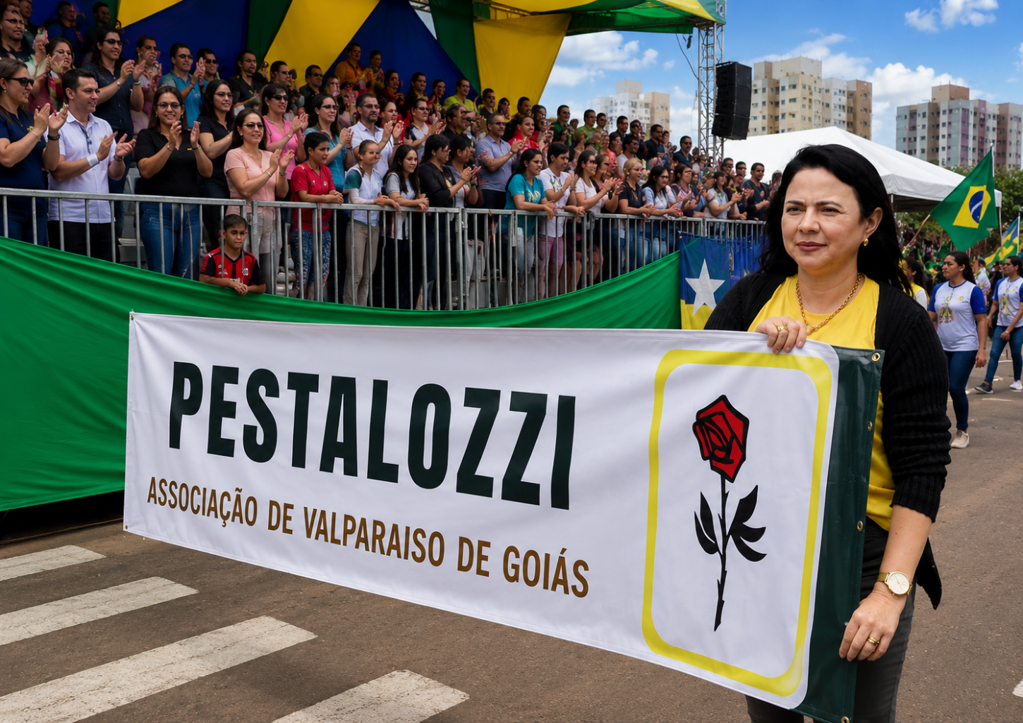Presidente da Pestalozzi, Maria Yvelônia participa do desfile cívico em Valparaíso de Goiás e reforça compromisso com a inclusão
