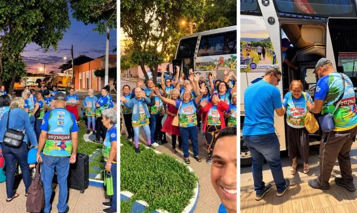 Aragarças leva 54 idosos do projeto Viver Bem a Caldas Novas em viagem especial