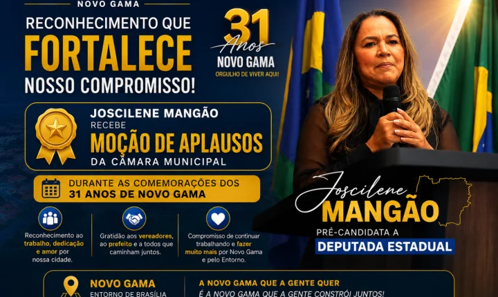 Joscilene Mangão recebe Moção de Aplausos da Câmara Municipal durante aniversário de 31 anos de Novo Gama