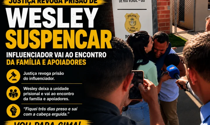 Justiça revoga prisão de Wesley Suspencar; influenciador vai ao encontro da família e apoiadores em Rio Verde