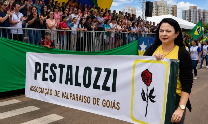 Presidente da Pestalozzi, Maria Yvelônia participa do desfile cívico em Valparaíso de Goiás e reforça compromisso com a inclusão