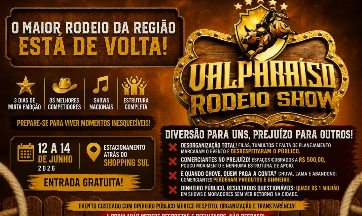 Valparaíso Rodeio Show 2026: tumultos, reclamações da população e prejuízos relatados por comerciantes geram críticas ao evento